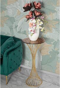 Tavolinetto rotondo in metallo dorato, piano in vetro Fum� CENTUR Dimensioni � 40x h 82 cm impreziosite da eleganti sfere DORATE