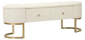 Panca con Cassetti con gambe argentate rivestita in morbido velluto SHARON Dimensioni 120x40xh 43 cm peso 18 kg Colore Grigio e silver