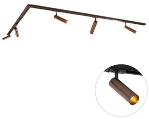Sistema di illuminazione su binario moderno con 5 faretti bronzo scuro monofase GU10 35 mm - Iconic Jeana Luxe