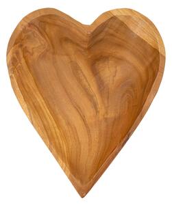 Svuotatasche a forma di cuore in teak riciclato, realizzato a mano Dimensioni 18x22x h 4,5cm - 0,35 kg Colore legno con venature