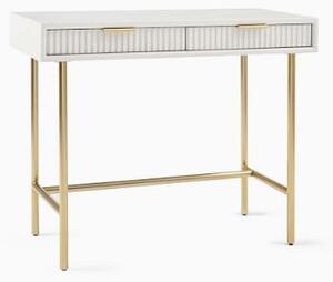 Scrivania per computer, supporto per laptop, struttura metallica stabile, colore bianco, realizzata con materiali di alta qualità: legno ingegnerizzato e metallo