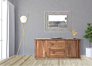 Piantana in metallo dorato con sfera in vetro bianco. GLAMY dimensioni � 55x155 cm -peso 8,00 kg con 1 lampada colore bianco