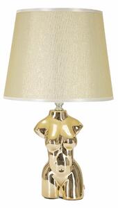 Lampada da comodino in ceramica dorata forma di busto di donna Dimensioni � 25x h 39,5 cm in ceramica bianca paralume in tessuto beige
