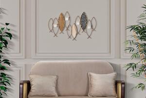 Porta candele da Muro in Metallo dorato design serie di Pesci FISH 60x14xh 56 cm design serie di Pesci 4 candele multicolor