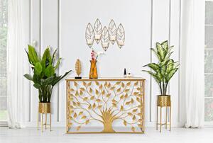Porta candele da Muro in Metallo dorato design serie di foglie. HOLDER LEAF 60x14xh 56 cm design serie di foglie