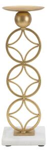 Porta candele da Appoggio in Metallo dorato design Geometrico 10x10xh32 cm struttura e 5 candele design geometrico colore oro