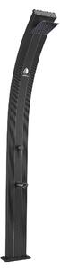 Elegante Doccia Solare In Alluminio Ella Colore Nero Con Fascia Centrale Colore Legno 20x20x h 224 cm - peso 7,7 kg con Lava piedi da 40 Lt max temperatura 35 gradi colore Nera RAL9004