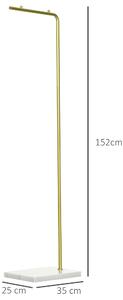 HOMCOM Appendiabiti da Ingresso, Camera da Letto e Soggiorno in Metallo e Marmo, 35x25x152 cm, Oro e Bianco
