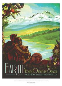Stampa artistica Earth - Your Oasis in Space Retro Intergalactic Space Travel Nasa, (30 x 40 cm)