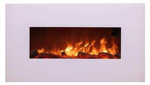 Caminetto Elettrico Da Parete MONTE BIANCO In Acciaio e Vetro Da 1500w Dimensioni 98x13,8 x h 55 cm - Peso 17 kg programmabile per 7 giorni Effetto Fiamma Led Bianco