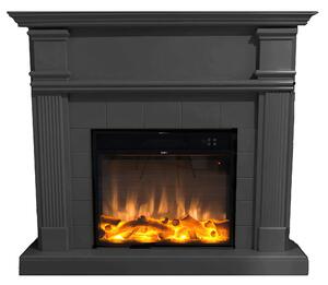 Caminetto Da Pavimento Caldera Con Cornice e Bruciatore Elettrico Da 1500w Dimensioni 114x28,2x h 102,3 cm - Peso 28 kg Colore Grigio