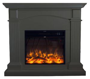 Camino Da Pavimento CETONA Con Cornice e Bruciatore Elettrico Da 1500w Dimensioni 111,3x28,2x h 101 cm - peso 28 kg colore Grigio