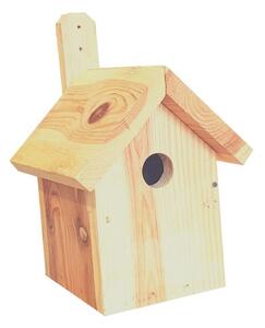 Casetta in legno per uccelli nidificanti con tetto spiovente
