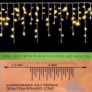 Tenda Luminosa Da Esterno IP65 3MT Con 120 Luci Led Bianco Caldo Gi