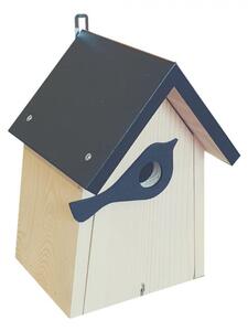 Casetta in legno per uccelli nidificanti con tetto grigio