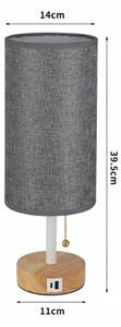 Brilagi - Lampada da tavolo con porta USB TABLON 1xE27/25W/230V rovere/bianco/grigio