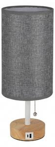Brilagi - Lampada da tavolo con porta USB TABLON 1xE27/25W/230V rovere/bianco/grigio