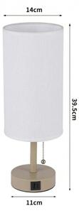 Brilagi - Lampada da tavolo con porta USB TABLON 1xE27/25W/230V beige/bianco