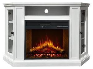 Camino elettrico caminetto da terra ad angolo MADISON in legno Bianco L126 x P78 x H83
