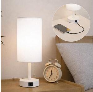 Brilagi - Lampada da tavolo con porta USB TABLON 1xE27/25W/230V bianca