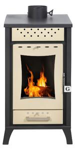 Stufa A Legna Olga Beige potenza 15 Kw Dimensioni 45,5x48,5x h 91 cm - Peso 98 kg Volume riscaldabile 360m3