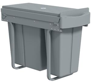 HOMCOM Cestino sotto lavello con 2 contenitori per riciclaggio estraibili da 20L+10L Grigio | Aosom Italy