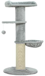 PawHut Albero Tiragraffi per Gatti Alto 103.5 cm con Lettino e Amaca, Rivestimento in Peluche, Grigio Chiaro | Aosom Italy