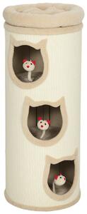 PawHut Torre Tiragraffi per Gatti Alta 96 cm con 3 Casette e Lettino Superiore Rimovibile e Lavabile, Crema | Aosom Italy