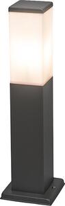 Lampada da esterno moderna a palo, grigio scuro con vetro opalino, 45 cm, IP44, Malios