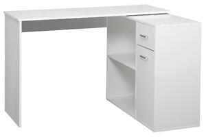 HOMCOM Scrivania angolare girevole 180°, con libreria, cassetto e armadietto, 117x82x74cm, Bianco | Aosom Italy