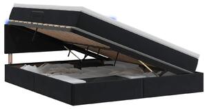Letto a castello con contenitore LED vidaXL con materasso, nero, 140 x 200 cm, velluto