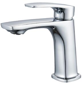 Miscelatore monocomando per lavabo, in ottone cromato, con attacchi da 3/8" per acqua calda e fredda