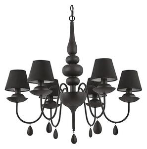 Ideal Lux - Lampadario a sospensione con catena BLANCHE 6xE14/4W/230V diametro 75 cm nero