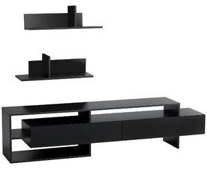 HOMCOM Mobile Porta TV Moderno con 2 Mensole in Legno, Vani Aperti e Armadietti, Nero | Aosom Italy