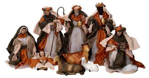 Natività tessuto set 9pz ocra cm xh30,5