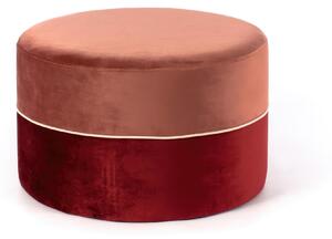 Pouf Olivia Design twist 62x62xH39 cm, Rivestimento rosa antico e bordeaux, Velluto