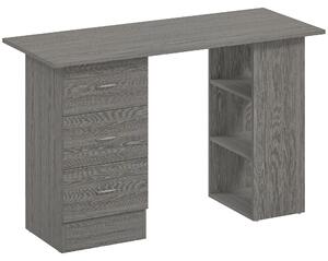 Scrivania Moderna con 3 Cassetti e 3 Ripiani per Camera e Ufficio, in Legno, 120x49x72 cm, Grigio