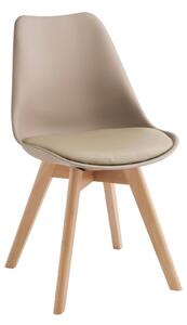 Sedia Carlotta Design twist 48,5x52xH82 cm, Seduta tortora, Schienale tortora, Gambe marrone, Materiale Similpelle, Polipropilene, Legno di faggio