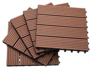 Pavimentazione da Esterno Incastrabile 11 Mattonelle 30x30x2.2 cm Marrone a Righe
