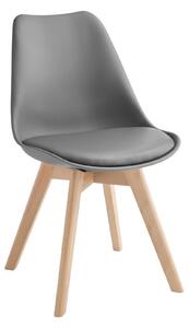 Sedia Carlotta Design twist 48,5x52xH82 cm, Seduta grigio scuro, Schienale grigio scuro, Gambe marrone, Materiale Similpelle, Polipropilene, Legno di faggio