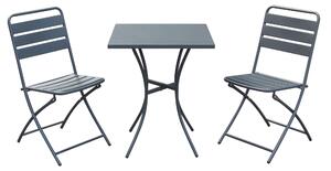 Set Tavolino e 2 Sedie Pieghevoli da Giardino in Acciaio Antracite