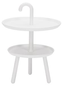 Tavolino da Giardino Ø41x55 cm 2 Ripiani in Polipropilene Bianco