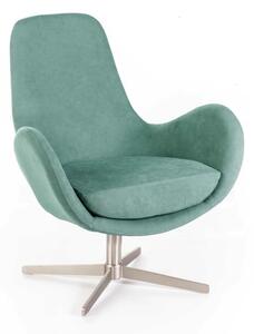 Poltrona Girevole Olga Madie e Complementi d'arredo E5 72x64xh85 cm, Rivestimento Acquamarina, Materiale Tessuto e Metallo