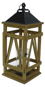 Lanterna in Legno in Metallo naturale antracite quadro cm 24x24xh61