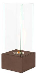 Biocamino da terra struttura in acciaio e vetro temperato 25x25xh 65 cm - peso 11 kg Durata fiamma max 1,5 ore Potenza 1,5 Kw/h colore ruggine