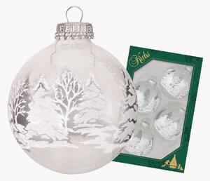 Set di 4 palline di Natale dipinte a mano Winter Forest