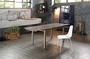 Tavolo Allungabile BAUD con due allunghe con struttura in metallo e piano in vetro 110 max 170 x75x h 75 cm allungabile fino a 170 con due allunghe colore cappuccino