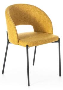 Sedia di tessuto imbottito, la quale presenta uno schienale circolare MOD GRETA dimensioni 52x55,5x h 78,8 cm - peso 3,5 kg schienale e seduta colore Giallo
