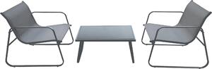 Set Salotto da Giardino 2 Sedie 1 Tavolino in Alluminio e Textilene Grigio e Antracite