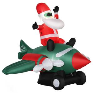 Babbo Natale Gonfiabile H160 cm con Aereo Luci LED Multicolore